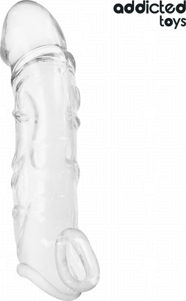 Návlek na penis Addicted Toys 22 cm, průhledný