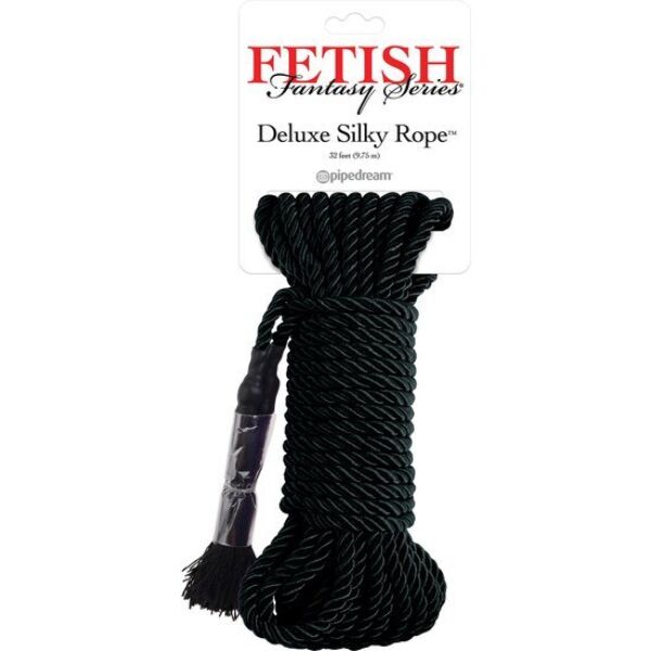 Černý bondage provaz Pipedream Black Deluxe Silk Rope