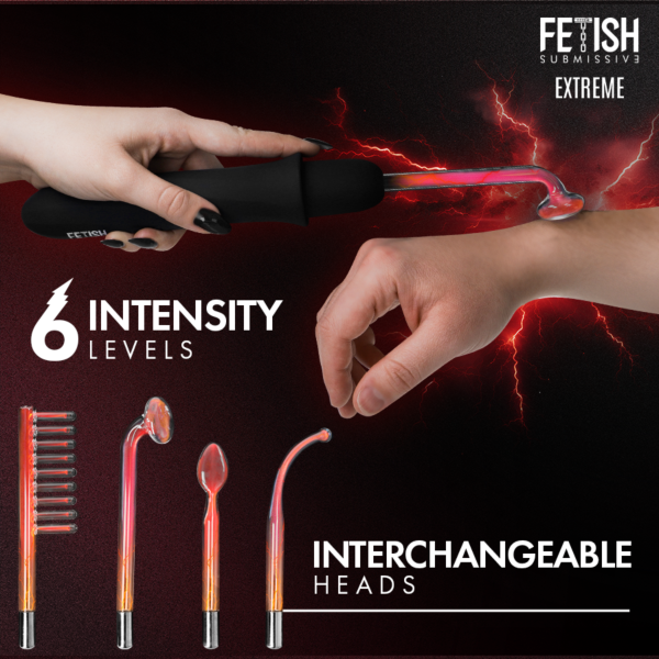 Elektrostimulační hůlka Fetish Submissive Electrostimulation Wand s výměnnými nástavci