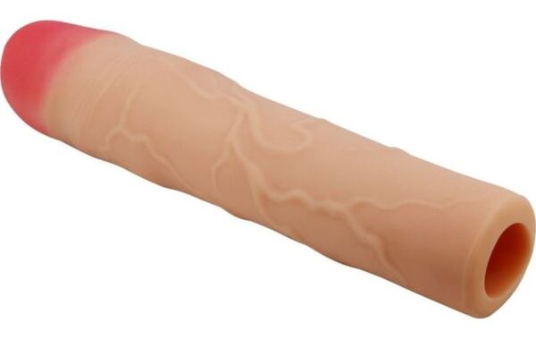 Návlek na penis Pretty Love BI-026257 v tělové barvě, s výraznými žilami a žaludem