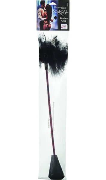 Bičík s peřím CalExotics Scandal Feather Crop v červenočerném provedení