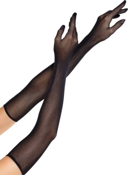 Černé síťované rukavice Leg Avenue Opera Length Fishnet Gloves, délka opera