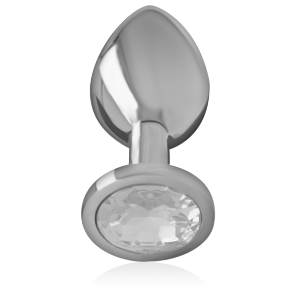 Anální kolík Intense Silver Crystal z kovu s třpytivým kamenem a modrými detaily