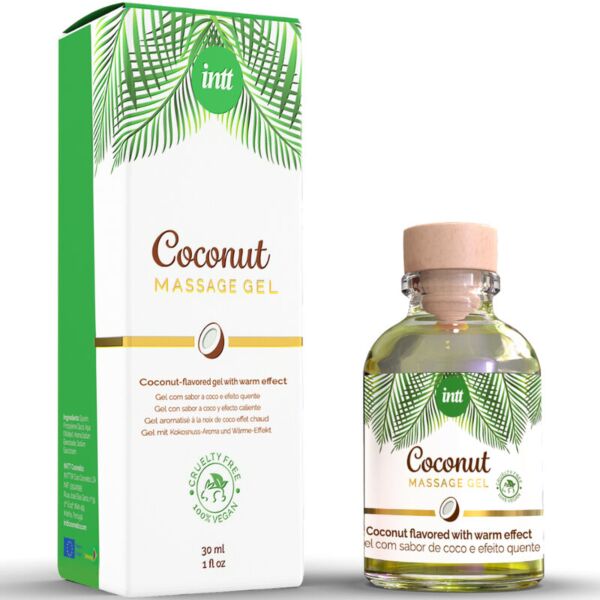 Balení masážního gelu INTT Massage Gel Vegan Coconut o objemu 30 ml