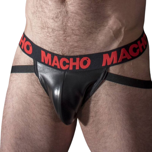 Jockstrap Macho Underwear MX25RC z kolekce Fetish, z umělé kůže s elastickým pásem MACHO