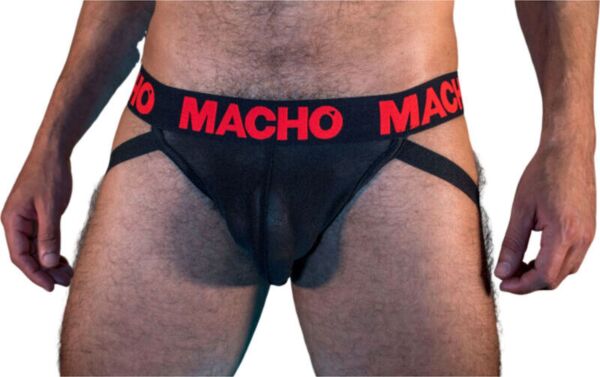 Poloprůhledný jockstrap Macho Underwear MX26X2 v černé a červené barvě