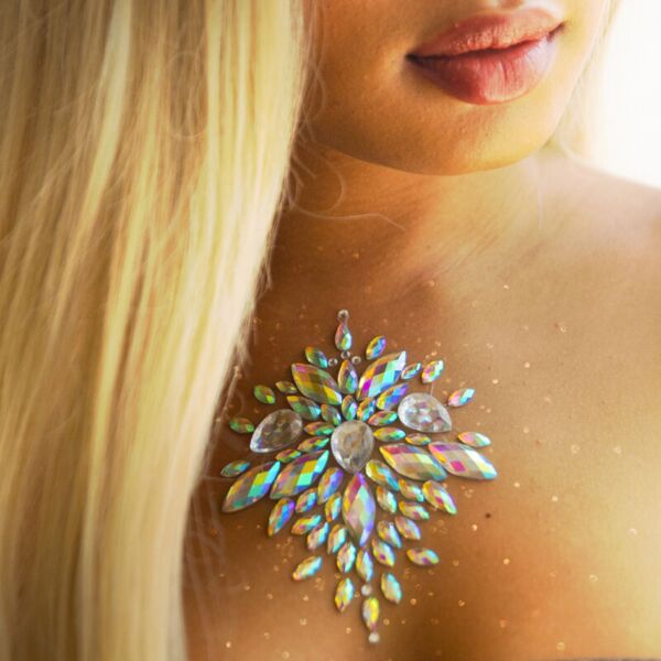 Samolepicí tělový šperk Leg Avenue Celestial Jewels se stříbrnými kamínky v nebeském designu
