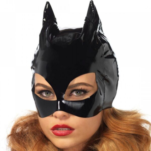 Maska Leg Avenue Vinyl Catwoman z černého vinylu se špičatými kočičími ušima