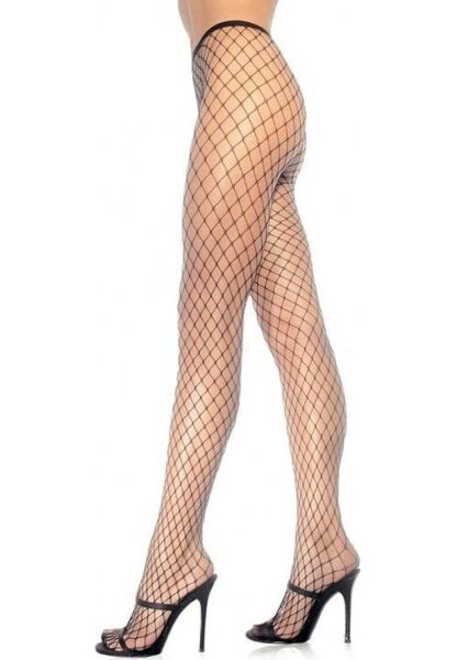 Síťované punčochové kalhoty Leg Avenue Xena Diamond Tights v černé barvě se širokou kosočtvercovou sítí