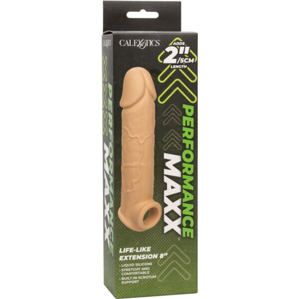 Návlek na penis CalExotics Performance Maxx Life-Like 8 s páskem kolem šourku