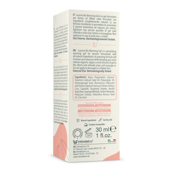 Stimulační gel s hřejivým efektem Luxuria BIO Warming 30 ml od Intimateline