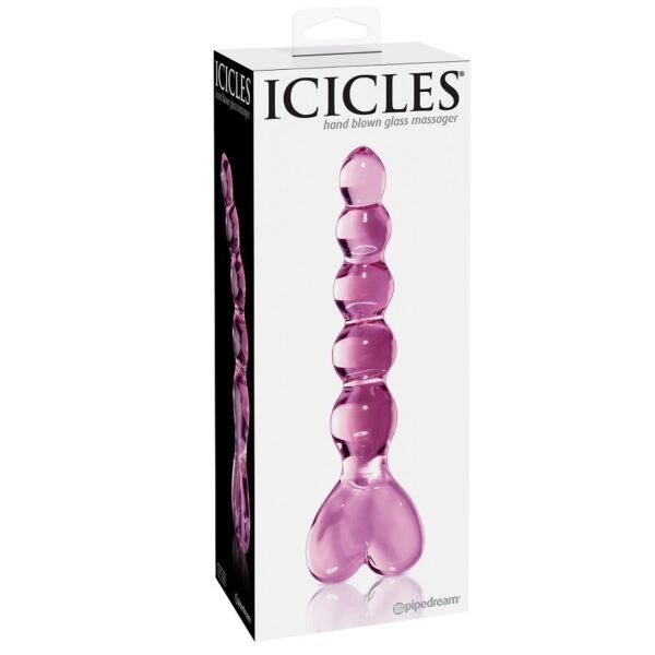 Skleněné dildo Pipedream Icicles No. 43 s rukojetí ve tvaru srdce