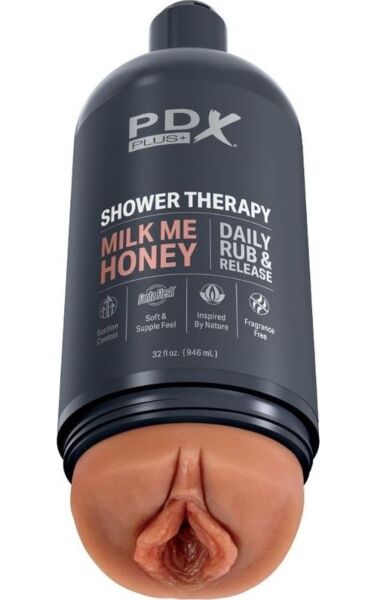Masturbátor PDX Plus Shower Therapy Milk Me Honey ve tvaru lahve od šamponu