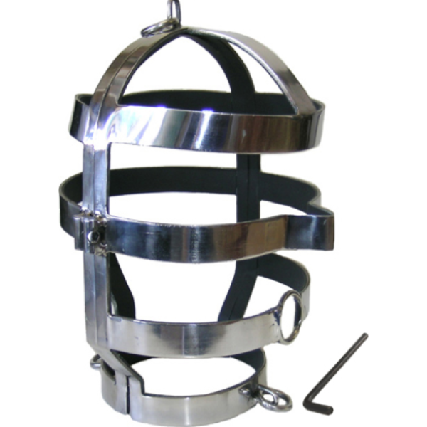 BDSM maska Metal Hard Mask with Steel Necklace s obojkem