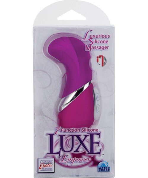 Růžový mini vibrátor Calexotics Silicone Luxe Empower se zahnutou vroubkovanou špičkou