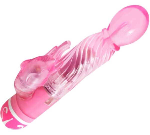 Růžový rabbit vibrátor Baile se strukturovaným povrchem a stimulátorem klitorisu ve tvaru králíčka