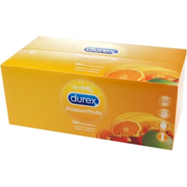 Krabice 144 ochucených kondomů Durex Pleasure Fruits