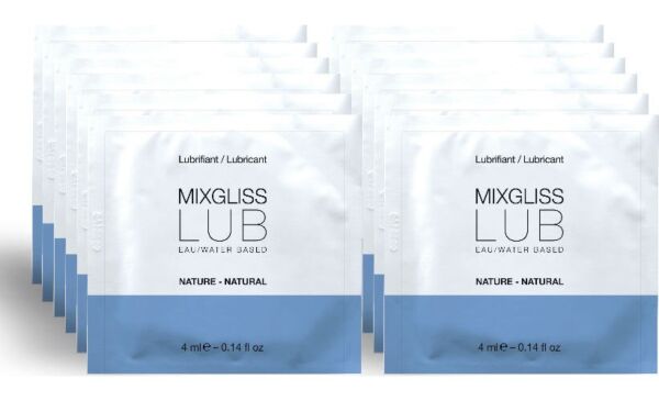 Krabička s 12 jednodávkami lubrikantu na vodní bázi Mixgliss Lub Natural