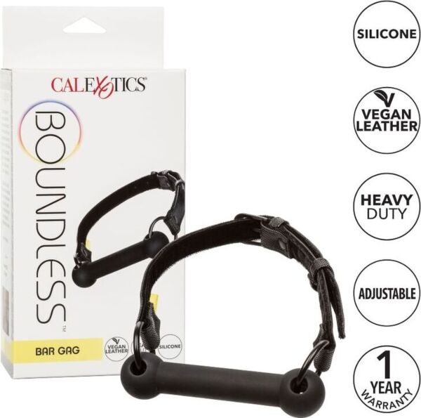 Černý roubík s tyčkou CalExotics Boundless Bar Gag s řemínkem a přezkami
