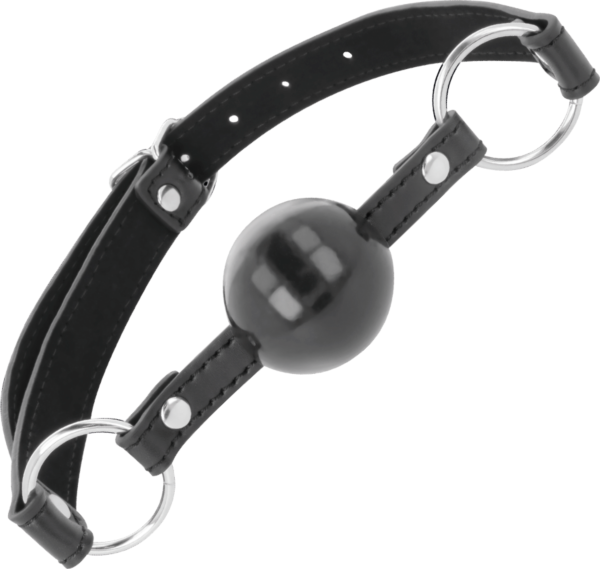 Roubík Darkness Black Ball Gag, černý, s popruhy