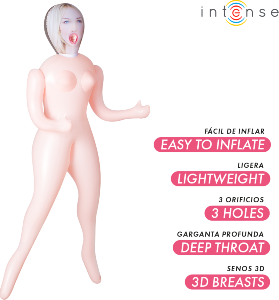 Nafukovací panna Intense Dolls Ingrid se třemi otvory a 3D prsy