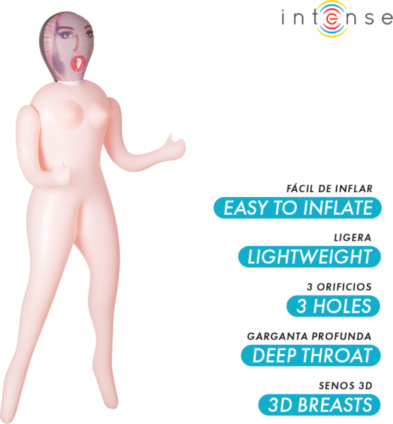 Nafukovací panna Intense Dolls Monique se třemi otvory a 3D prsy