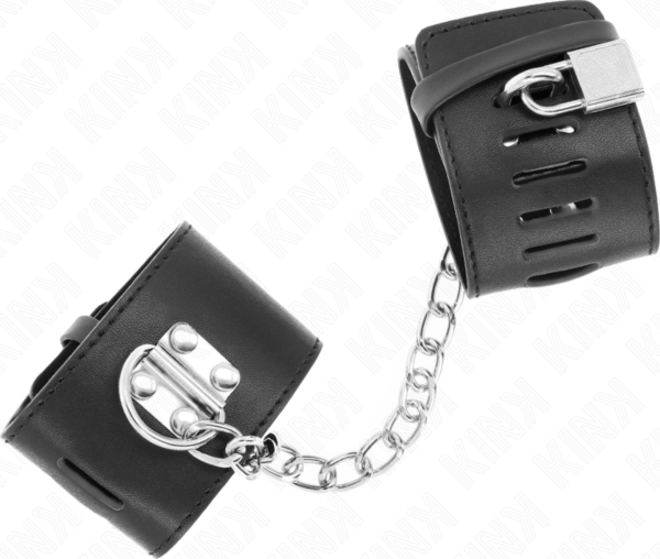 Černá pouta Kink Fixed Wrist Restraints s řetízkem a visacím zámkem
