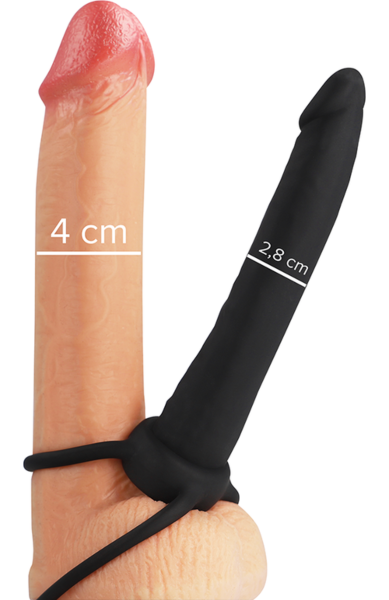 Černé dildo Mythology Cobi Onyx s kroužky na penis a varlata