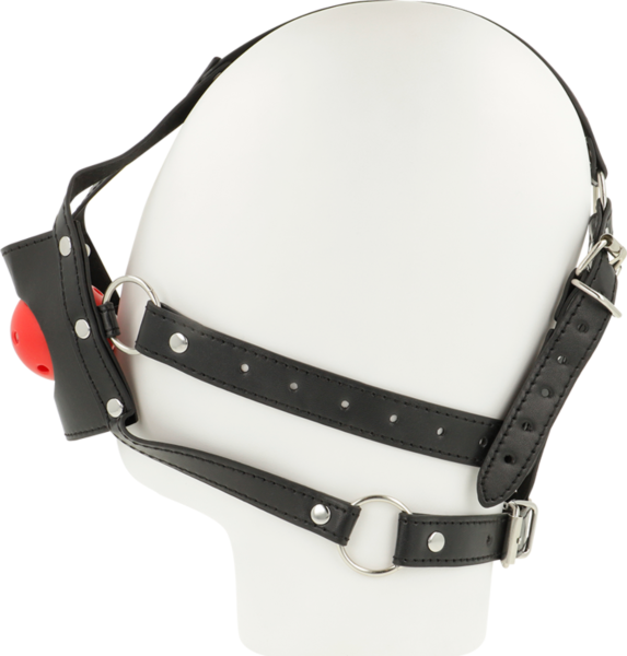 Postroj na hlavu OHMAMA Open Mouth Head Harness, černý, s kuličkovým roubíkem