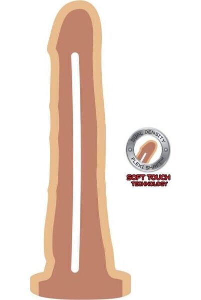 Realistické dildo ToyJoy Dual Density Dong 19 cm ve světle tělové barvě se základnou s přísavkou