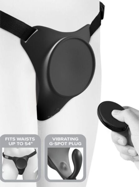 Postroj strap-on Body Dock G-Spot Pro s upevňovací destičkou, nástavcem pro bod G a nastavitelnými popruhy