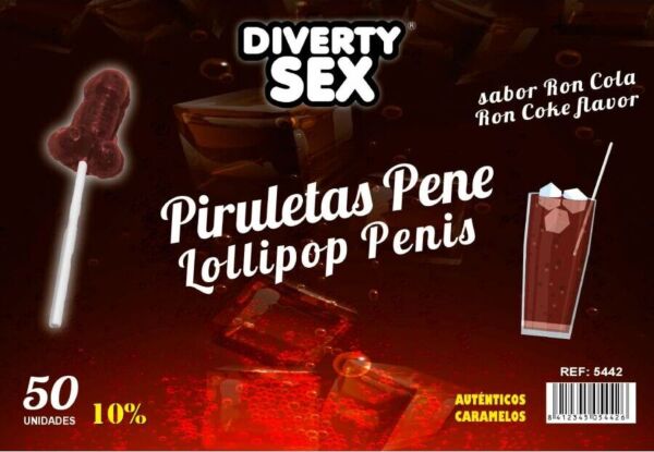 Prodejní dóza s 50 lízátky ve tvaru penisu Diablo Goloso