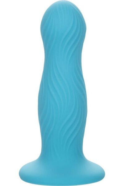 Modrý anální kolík CalExotics Wave Rider Swell s vlnitou texturou a přísavkou