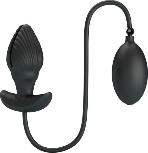 Nafukovací anální kolík Pretty Love BI-040160Q z černého silikonu s pumpičkou na nafouknutí
