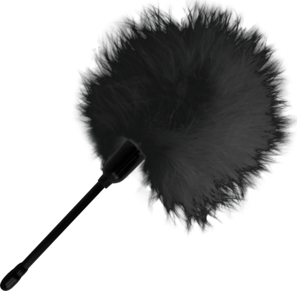 Pírko na šimrání Darkness, 20 cm, černé, s rukojetí
