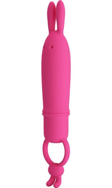 Rabbit vibrátor Pretty Love BI-300133 ze silikonu, s králičími oušky a kroužkem pro uchopení