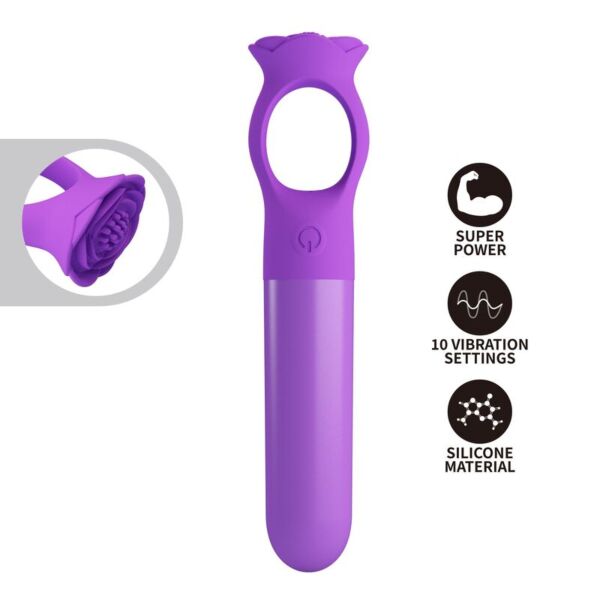 Mini vibrátor Giana ve fialové barvě s úchopovým kroužkem