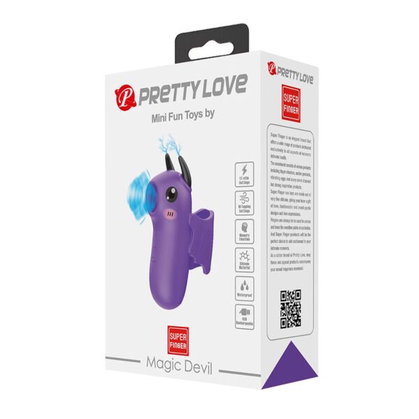 Prstový stimulátor Pretty Love Magic Devil, fialový, ve tvaru čertíka