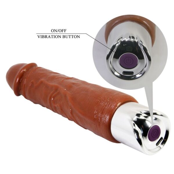 Realistický vibrátor Pretty Love PRO 23,5 cm v hnědé barvě