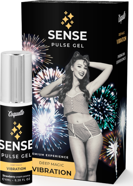 Tekutý vibrátor Coquette Chic Desire Sense Pulse Gel v obalu s rozprašovačem