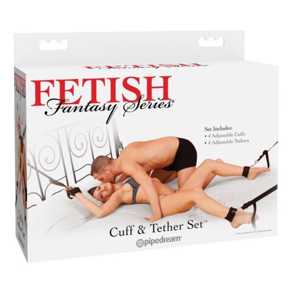 Bondage set Pipedream Fetish Fantasy Cuff & Tether Set s pouty na zápěstí, pouty na kotníky a nylonovými lany