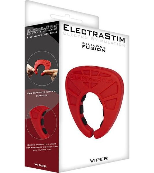 Elektrostimulační kroužek ElectraStim Fusion Viper z červeného a černého silikonu