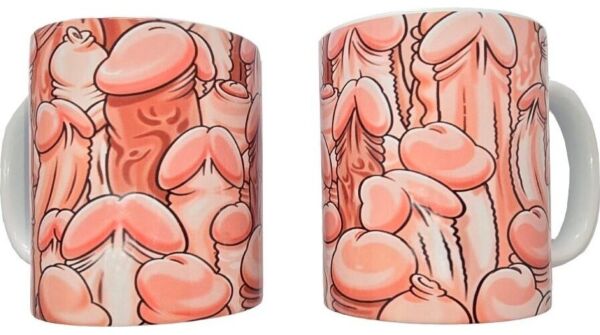 Keramický hrnek Diablo Picante Color Penis Mug s barevnými obrázky penisů a bílým uchem