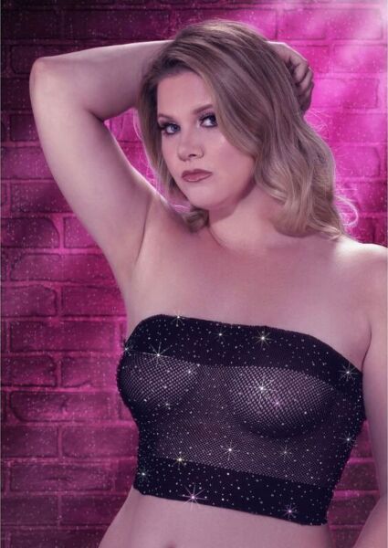 Černý top bandeau Radiance Plus Size od CalExotics s kamínky