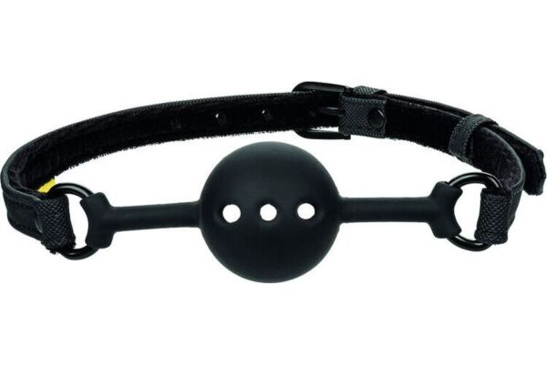 Černý kuličkový roubík CalExotics Boundless Breathable Ball Gag s kuličkou a pásky s přezkou