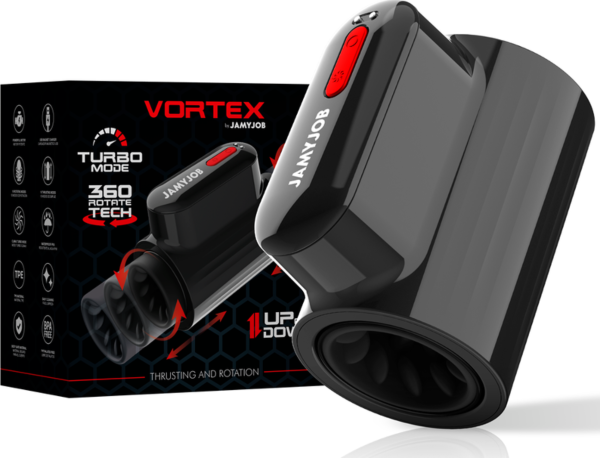 Automatický masturbátor Jamyjob Vortex, černý s tmavě červenými detaily