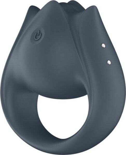 Satisfyer Perfect Pair 2, vibrační erekční kroužek ze silikonu v antracitové barvě