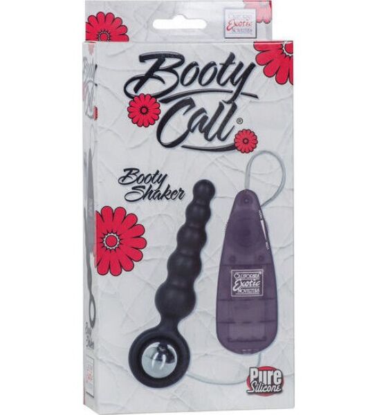 Černý CalExotics Booty Call Booty Shaker Black se stupňovitou sondou, kruhovým poutkem, vibračním vajíčkem a ovladačem na kabelu