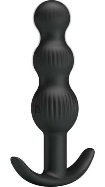 Silikonový anální vibrátor Pretty Love BI-040173 s protáhlými kuličkami rostoucí velikosti a základnou