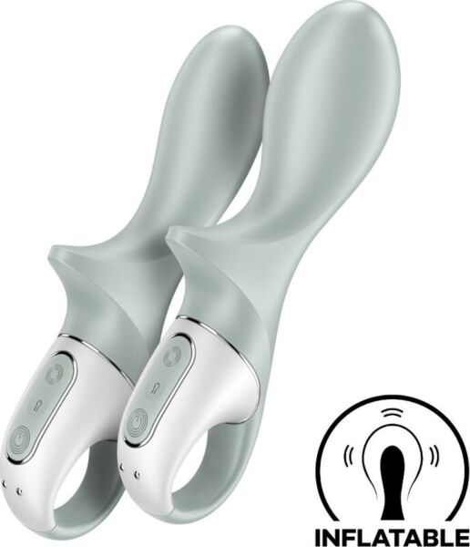 Nafukovací anální vibrátor Satisfyer Air Pump Booty 3 v zelené barvě s poutkem pro uchopení